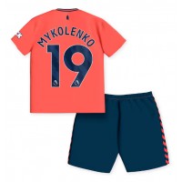 Camisa de Futebol Everton Vitaliy Mykolenko #19 Equipamento Secundário Infantil 2023-24 Manga Curta (+ Calças curtas)